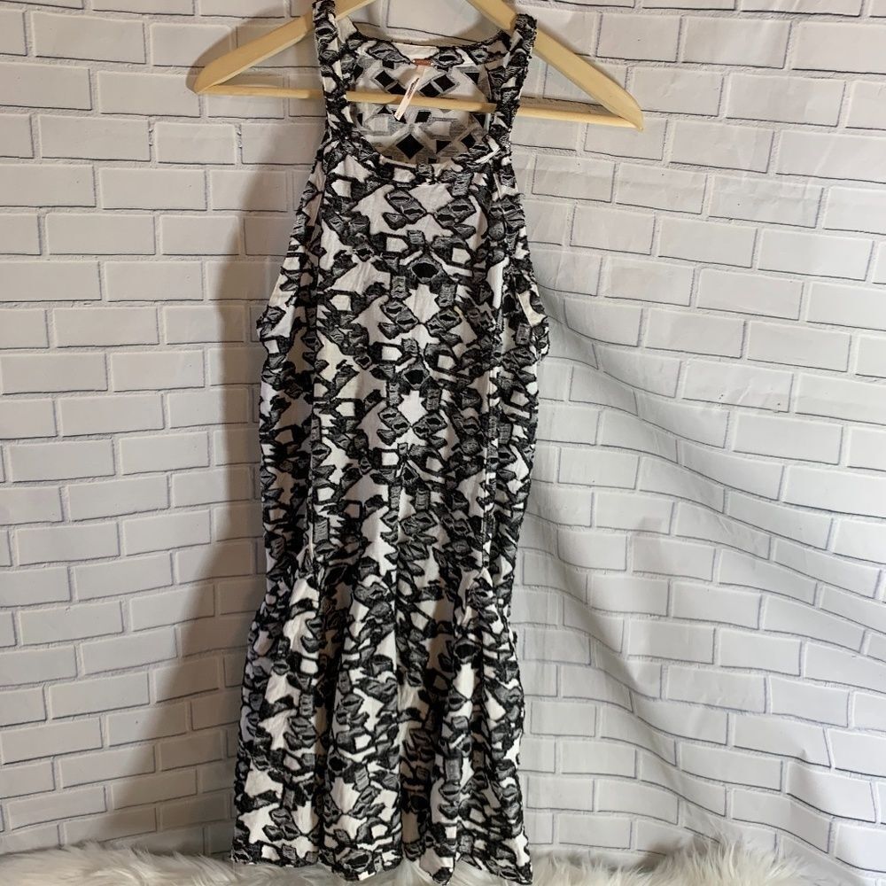 Free People Halter‎ NecBlack And White Skater Dress